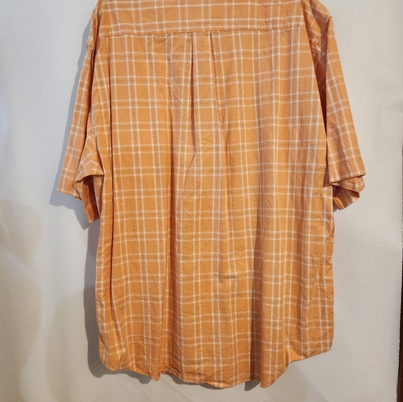 Saddlebred Vintage Orange White Plaid Casual Button Down Shirt 2XLT Short Sleeve - Picture 4 of 7